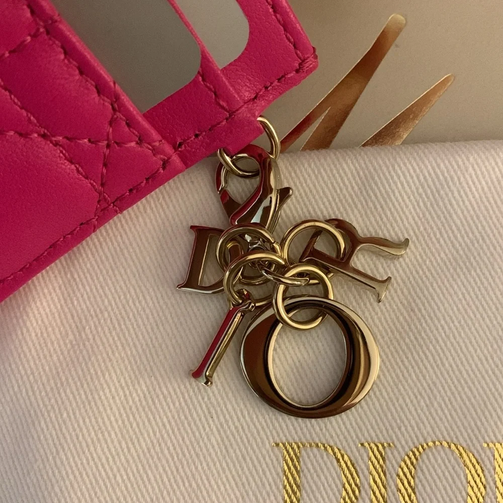 CHRISTIAN DIOR Lambskin Cannage Lady Dior Card Holder